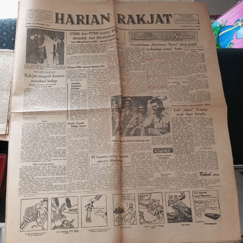 KORAN HARIAN RAKJAT SABTU 25 SEPTEMBER 1965