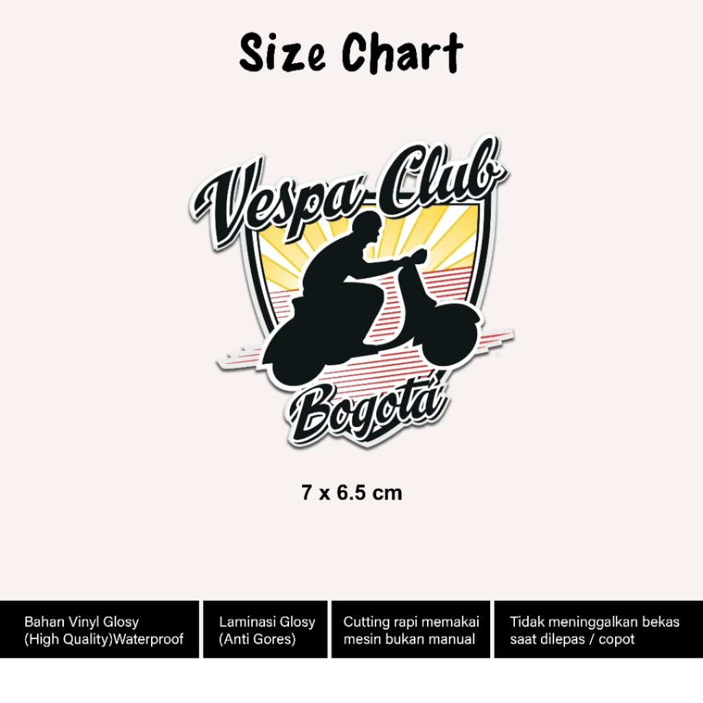 

Stiker Scooter Vespa Club Sticker Motor Classic Vintage Tahan Air