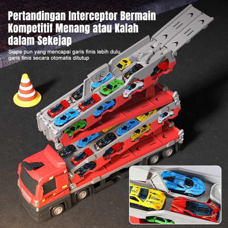 

Truk Kontainer Mobil Mainan 2in1 Set Mobil Truk Transformasi Dapat Meluncur dengan Penyimpanan Mobil