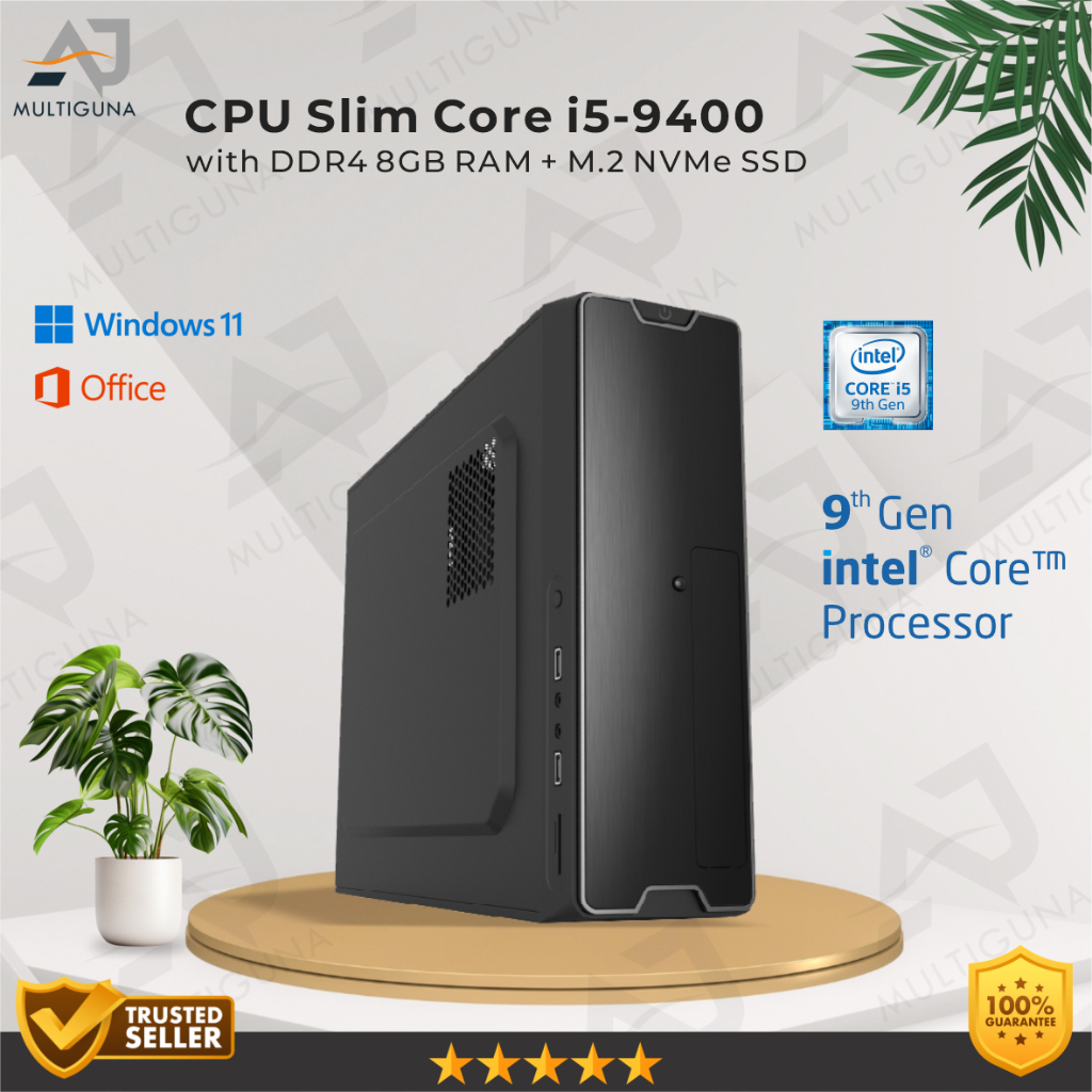 CPU PC Slim Intel Core i5-9400 Gen-9 RAM 8GB SSD Rakitan Office