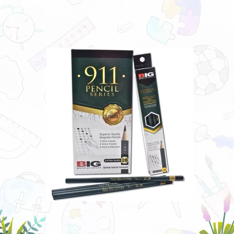 

BIG PENSIL/PENCIL UJIAN 911 SERIES EXCELLENT FOR COMPUTER HIJAU 2B EXTRA DARK