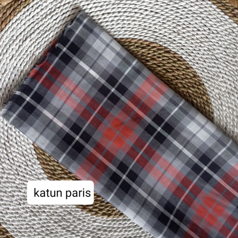 kain katun paris premium motif kotak-kotak