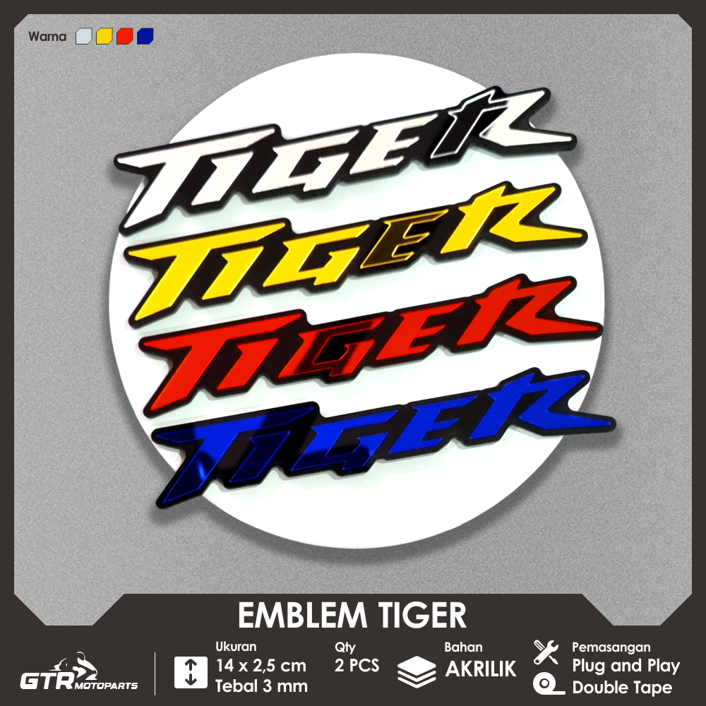 GTR Emblem Honda Tiger 2 PCS Timbul 3D Logo Aksesoris Honda Tiger 2000 Tiger Revo