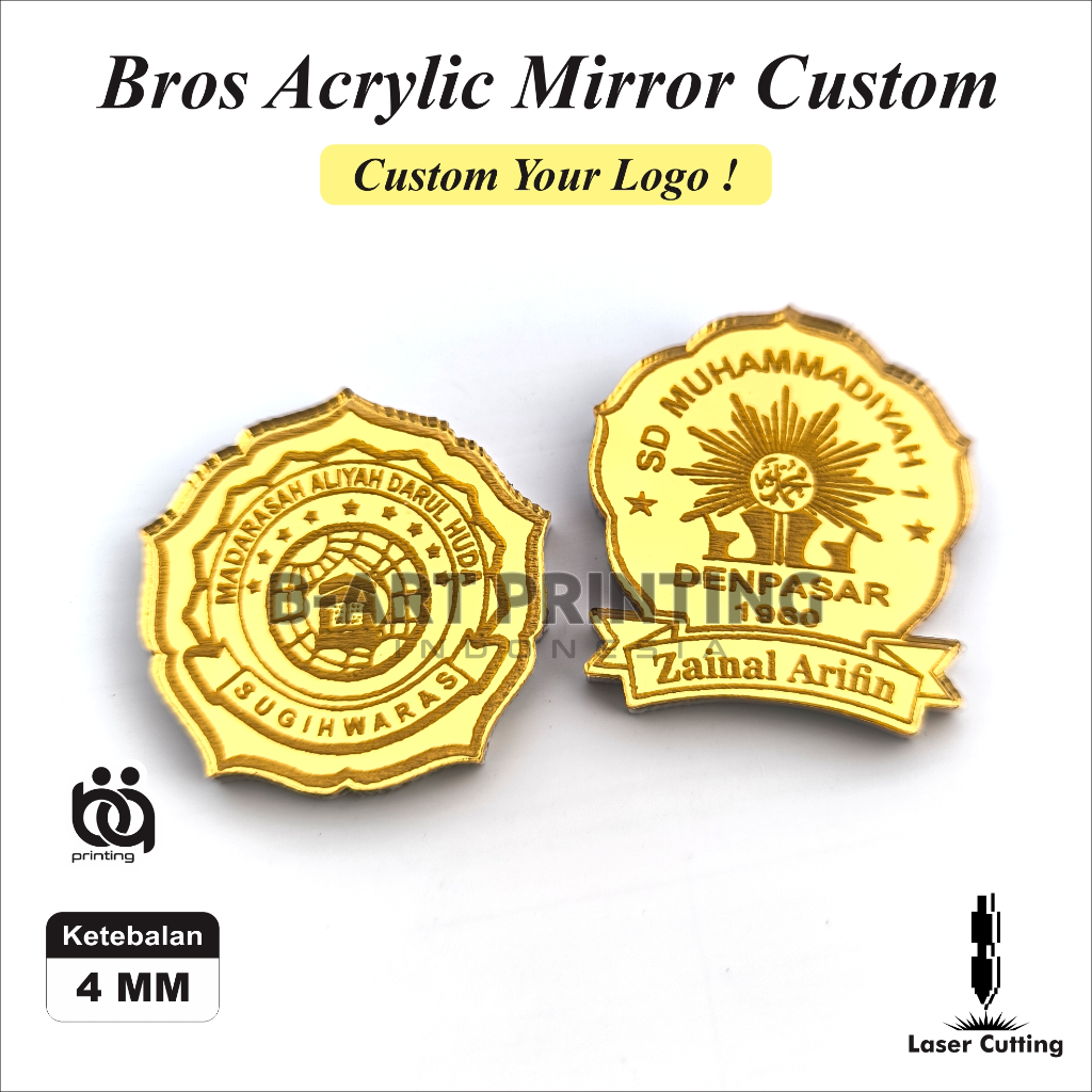 (LC) Bros Costum Logo Sekolah Komunitas Logo Nama Costum Pin Akrili GrfirBros Nama Muslimah/Bros Hij