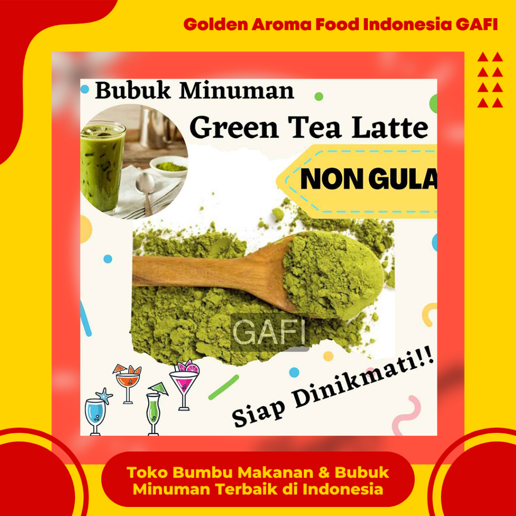 

GAFI Food Bubuk Minuman Rasa Green Tea Latte NON GULA 1 Kg Enak Murah Halal, Green Tea Latte SUGAR FREE Drink Powder 1Kg