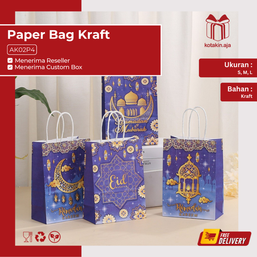 

Paperbag Kraft Idul Fitri / Paper bag Eid Mubarak / Hampers Lebaran Idul Fitri | AK02P4