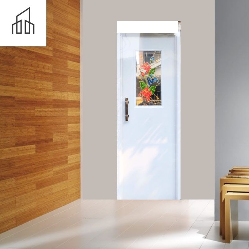 Pintu Pvc Kamar Mandi New Pvc Putih Minimalis 1/2  Kaca Putih | Pintu Toilet Minimalis Murah Premium