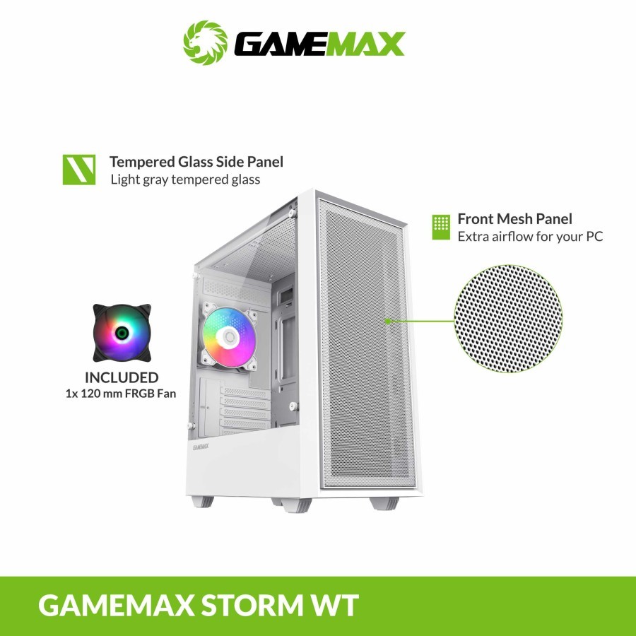 GameMax Contac COC Storm White  E-ATX Gaming PC Case With COC Fan & PWM