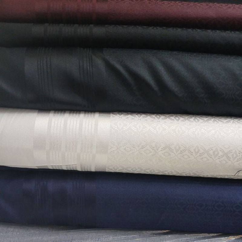 Kain Kemeja koko motif pinggiran dan emboss premium