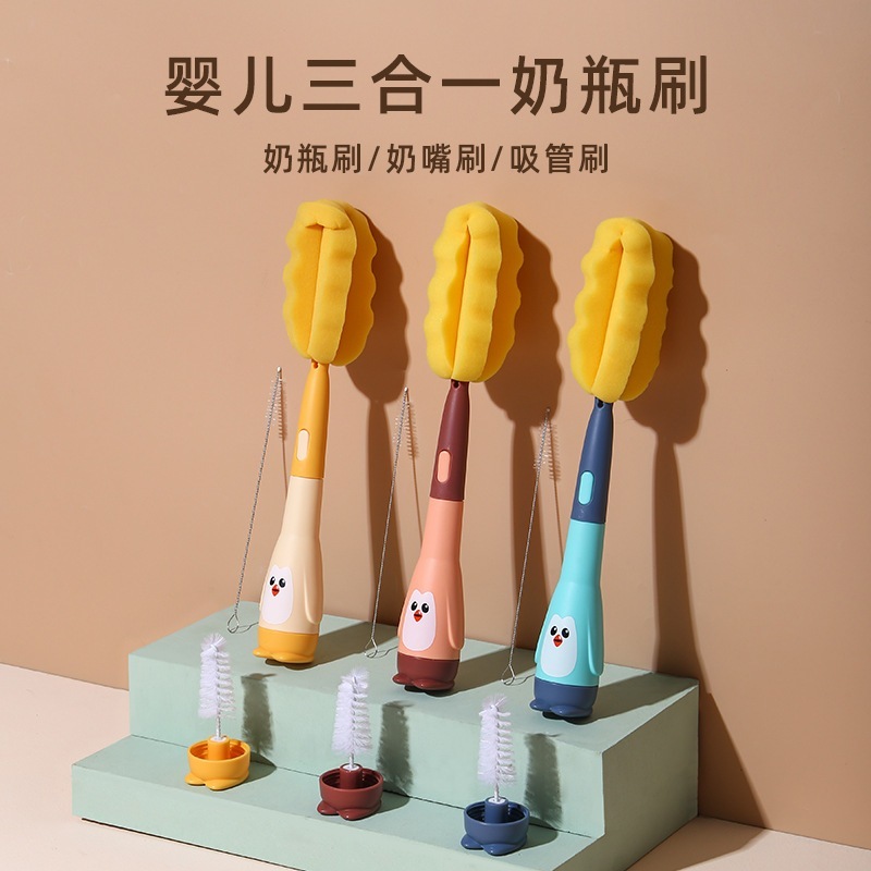 COD Sikat Pembersih Botol 3in1 Brush Sponge Cleaner Anak Dewasa Paket Bottle Baby Spons Dot
