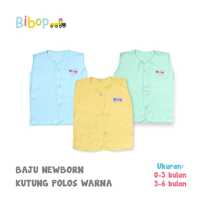 Baju Bayi Bibop Newborn Lengan Kutung Warna Polos