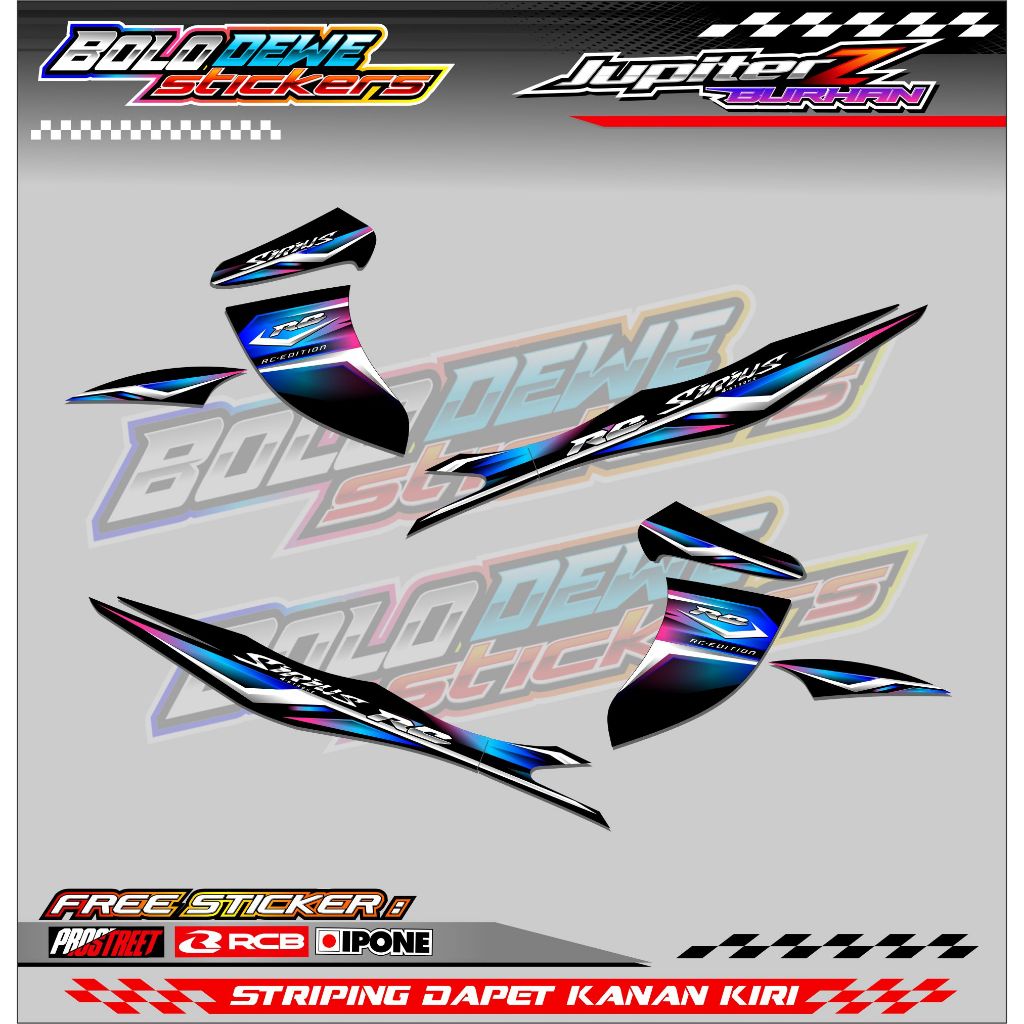 STRIPING VARIASI YAMAHA JUPITER Z BURHAN SIRIUS RC STYLE / STICKER LIST VARIASI MOTOR JUPITER Z BURH