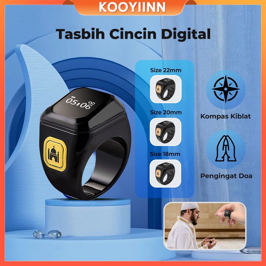 JXRZ Kooyiinn Ziker Ring Smart Digital Tasbih Cincin Digital Zikir Ring Smart Ring Tasbih -