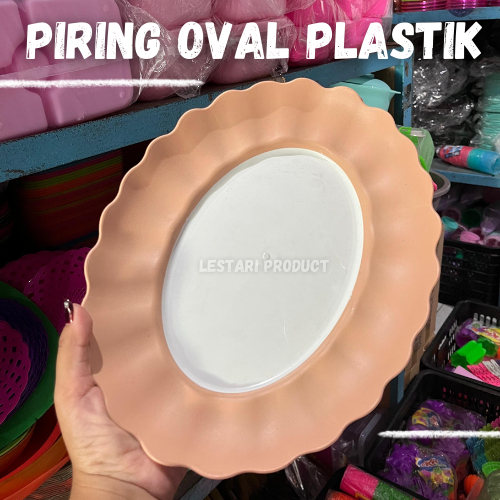 [12 pcs] Piring Oval Plastik Lodor Hikari | Wadah Sajian Makanan Besar Food Grade PP5