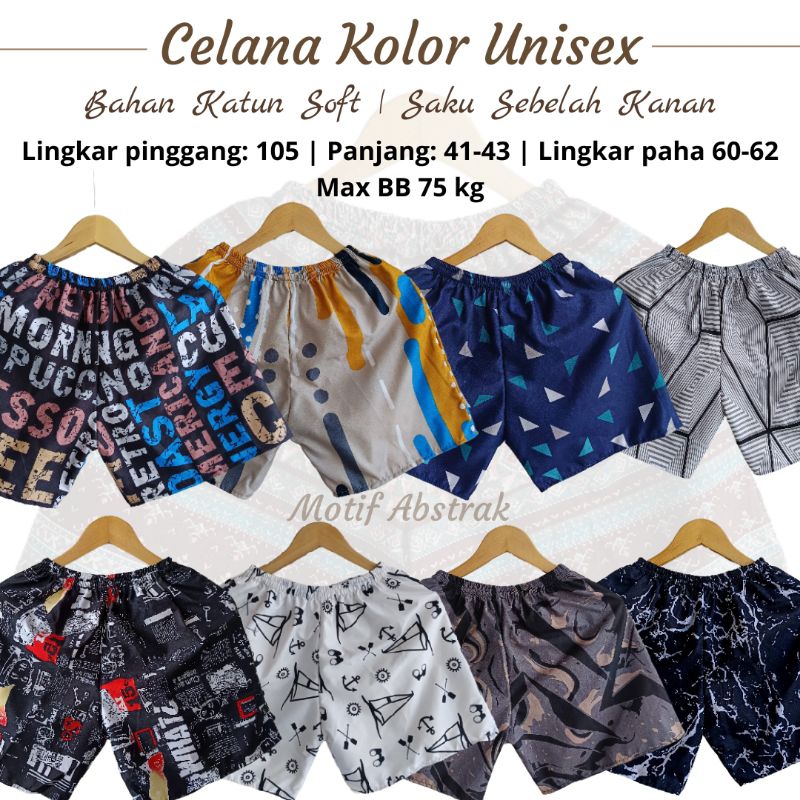 [Part 2] Celana Boxer XL Katun BB 35-75kg | Celana Kolor Unisex | Boxer Pria dan Wanita | Motif Abst