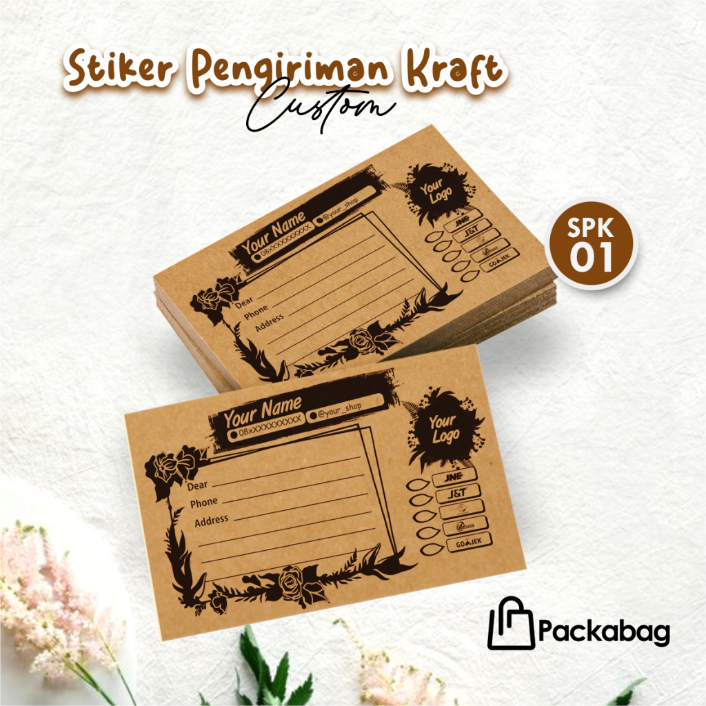 

STIKER LABEL PENGIRIMAN PAKET OLSHOP - STIKER LABEL ALAMAT CUSTOM BAHAN KRAFT PREMIUM