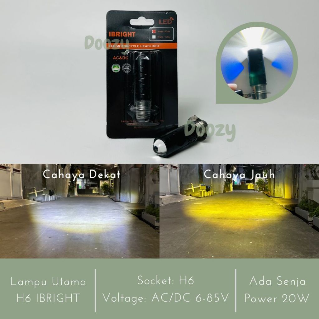 IBRIGHT H6 Robot Lampu Utama Soket H6 Laser LED Senja Biru
