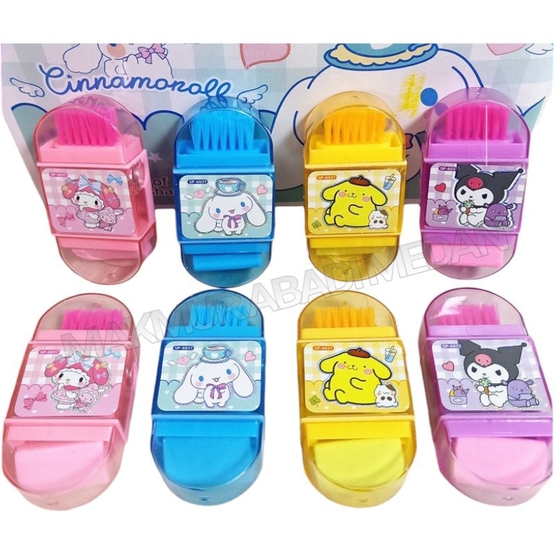 

(1Pcs) Rautan Fancy 3in1 SP-6037 Rautan+Setip+Sikat Sanrio Serutan Peruncing Penghapus Pensil