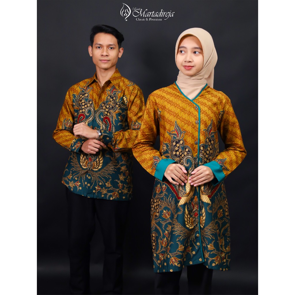 Batik Martadireja - Sarimbit Couple Tunik Kemeja Hem BJ161 Hijau
