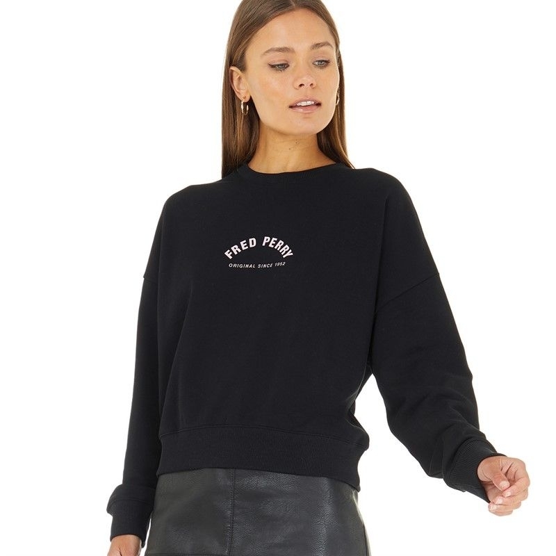 Fred Perry Women Arch Branded Sweatshirt Black Original