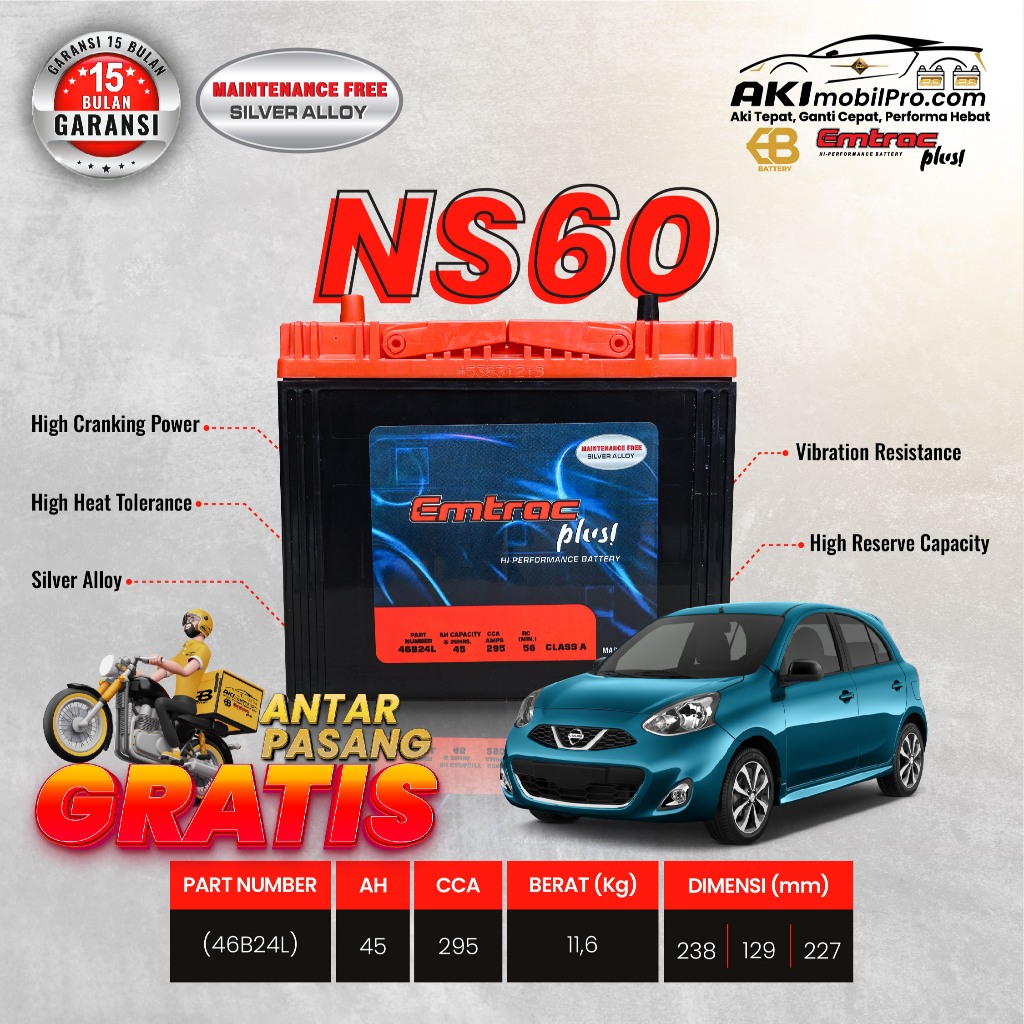 AKI MOBIL KERING TIPE NS60 (46B24R)