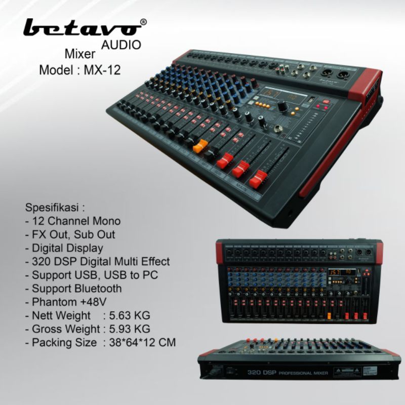 jual MIXER AUDIO BETAVO MX-12 12 CHANNEL BETAVO MX12