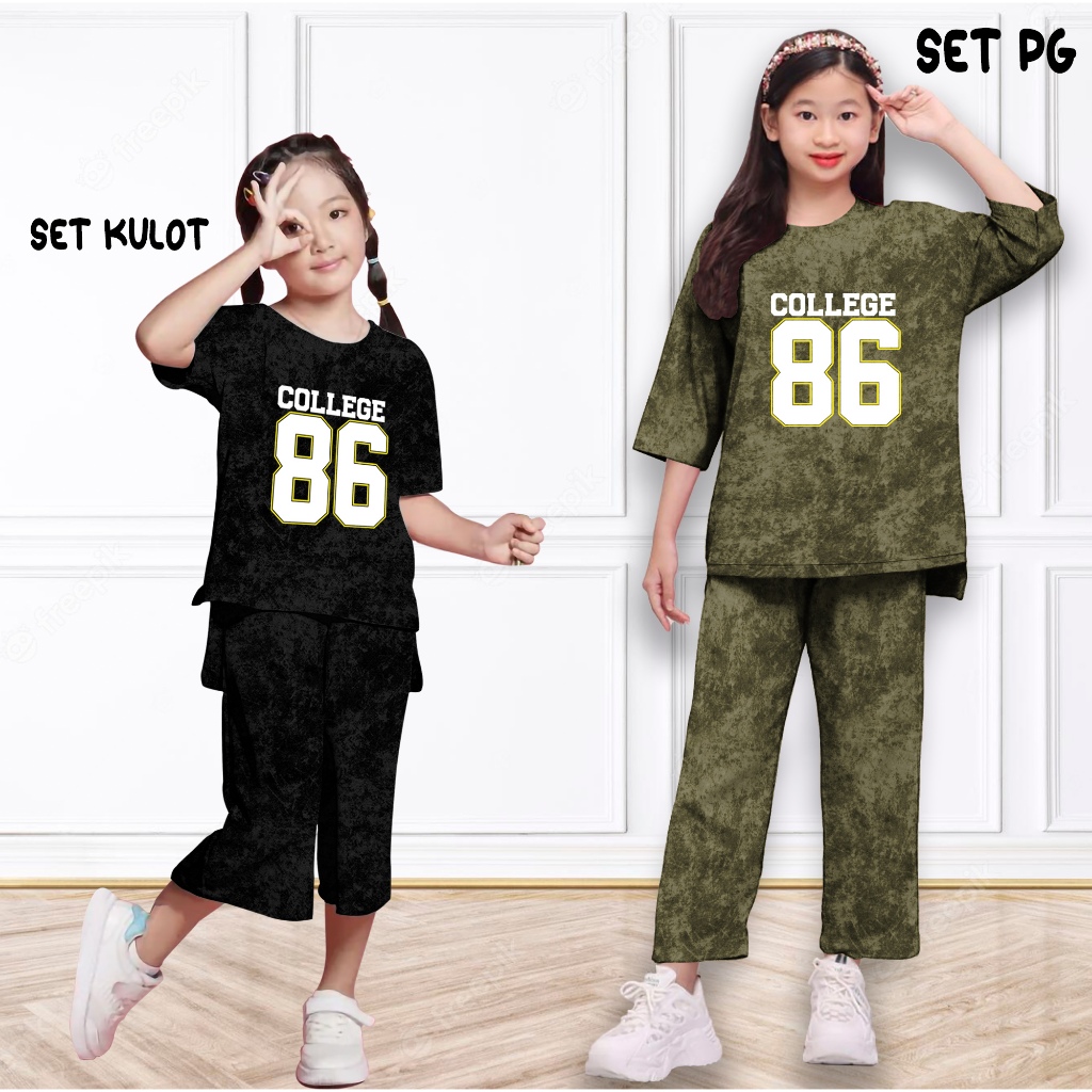 Setelan Anak Perempuan College 86 Usia 5-13 Tahun Setelan dan Set Kulot Dorinafashion