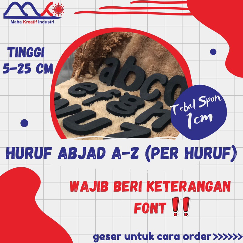 Huruf Spon Papan Bunga Rustic 𝗣𝗘𝗥 𝗛𝗨𝗥𝗨𝗙 | Spon 1 cm