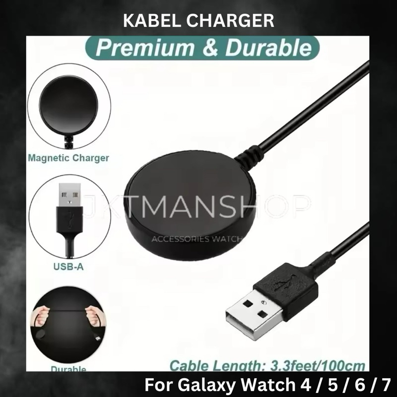 KABEL DATA CASAN CHARGER JAM SAMSUNG GALAXY WATCH 8 7 6 5 4 3 / CLASSIC / PRO / ACTIVE 1 2 / S3 Fron