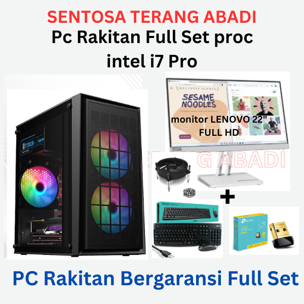 Pc rakitan monitor lenovo 22" intel core i5 Cpu | Fullset komputer Pro
