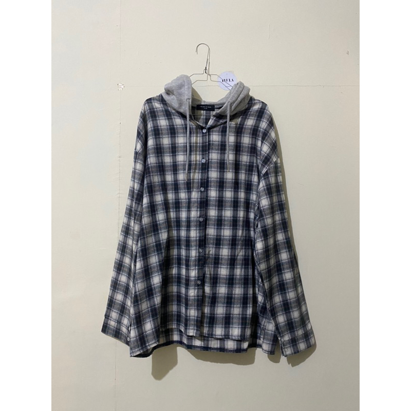 Kemeja Hoodie Flanel Pria Second