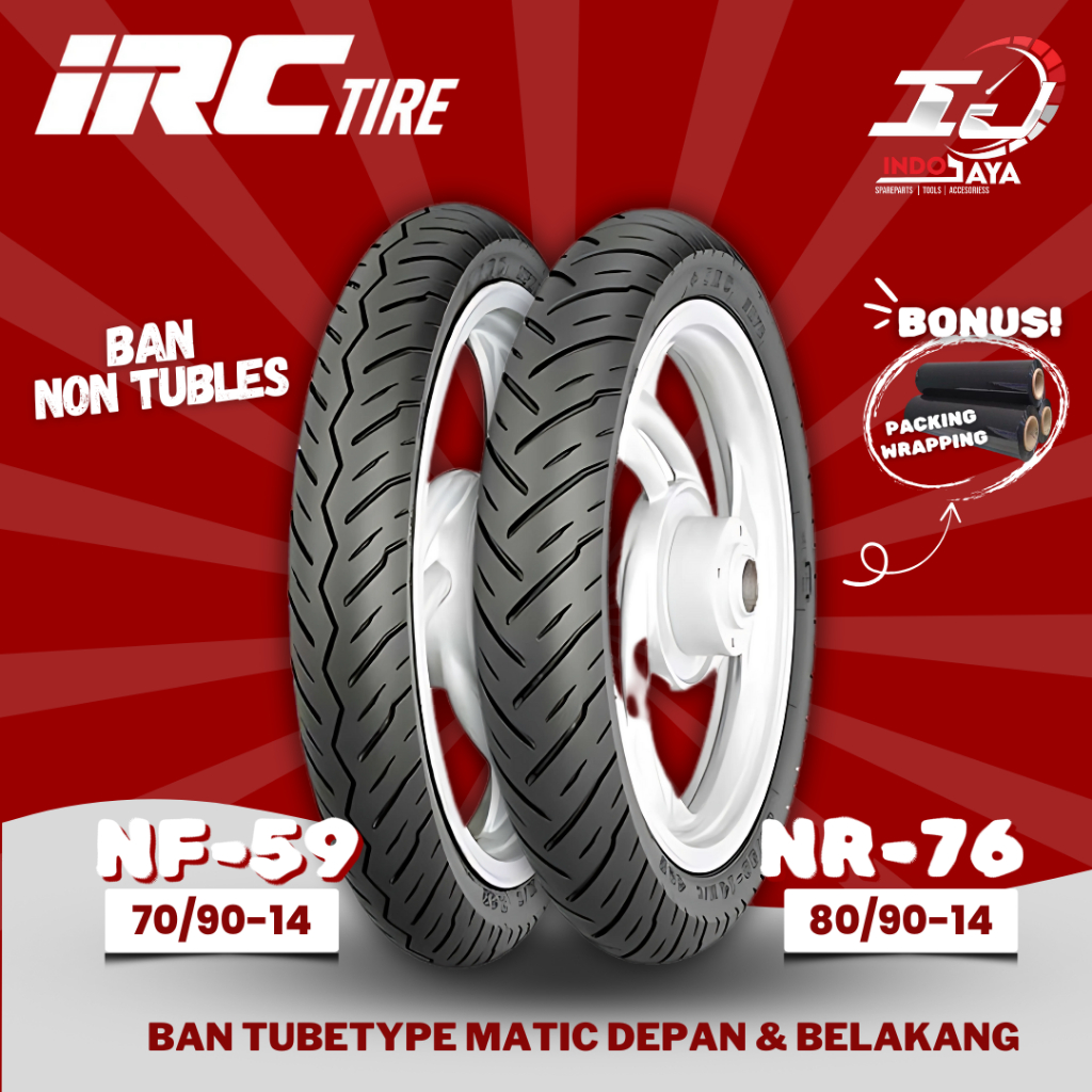 [PAKET SEPASANG] IRC NON TUBLES / TUBETYPE NF59 / NR76 ( 70/90-14 / 80/90-14 ) BAN IRC TUBETYPE NF 5