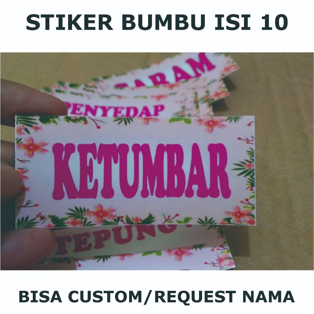 

kode A15-stiker bumbu isi 10 bisa edit atau custom