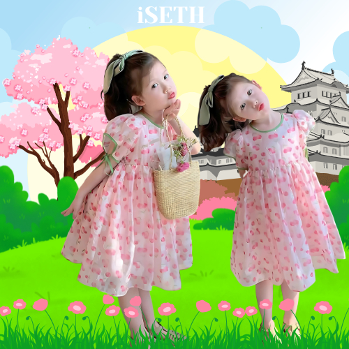 Dress anak KOREAN STYLE PINK CHERRY