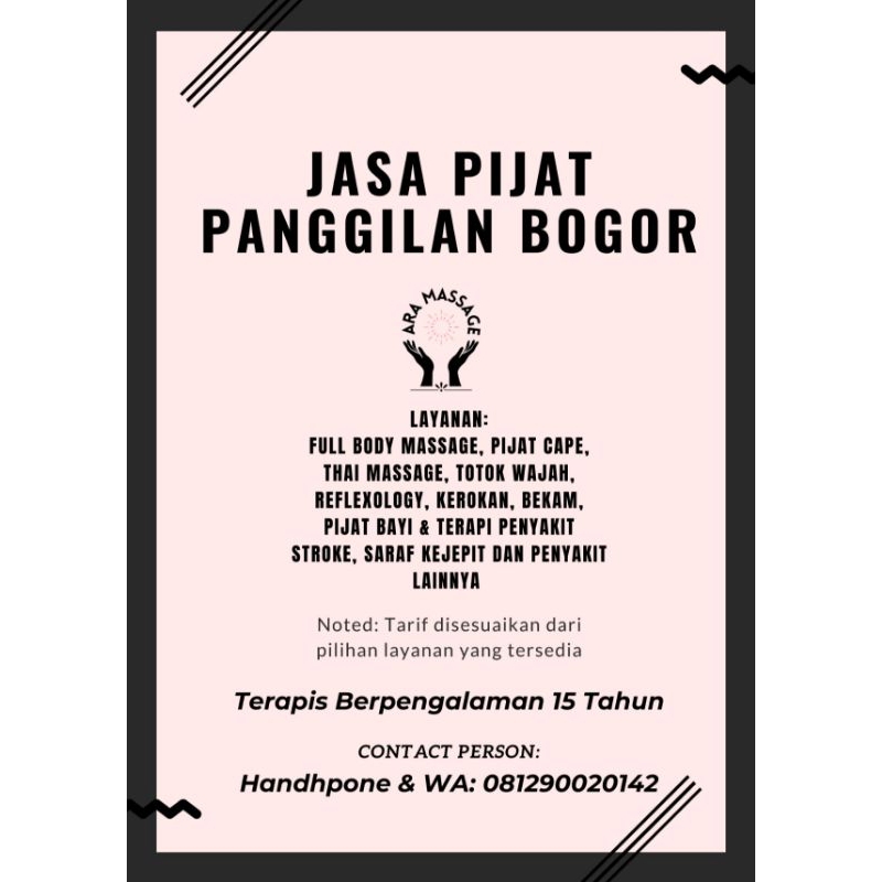 Jasa Pijat Panggilan Area Bogor