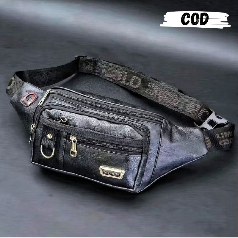 Tas Slempang Pria POLO AMSTAR Original Waitsbag Slingbag PU Leather Premium Tas Pinggang Kulit