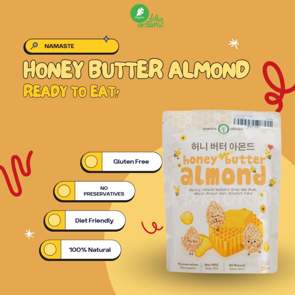 

Namaste Honey Ghee Butter Almond (150gr) Roasted Almond rasa Ghee Butter dan Honey Almond Panggang Siap Makan, Almond Ready To Eat