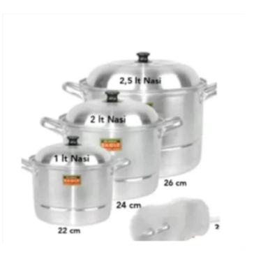 A-310 Halco 22/24/26/28/30/34/36/40 Cm Dandang Nasi Kukus Kualitas Premium / Panci Kukusan Aluminium