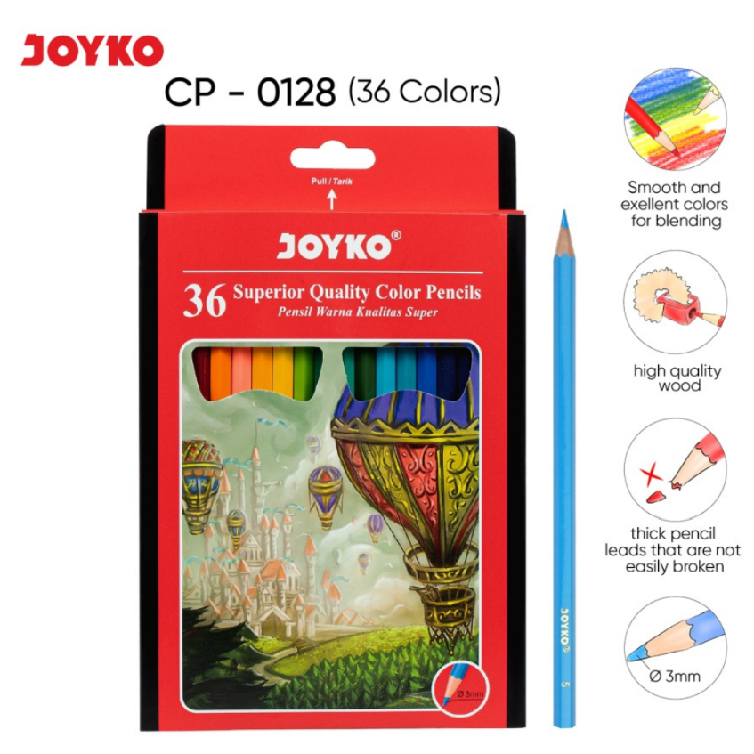 

PENSIL WARNA JOYKO 36 WARNA CP-0128 / Pensil Gambar / Color Pencil JOYKO 36 WARNA PANJANG CP-0128