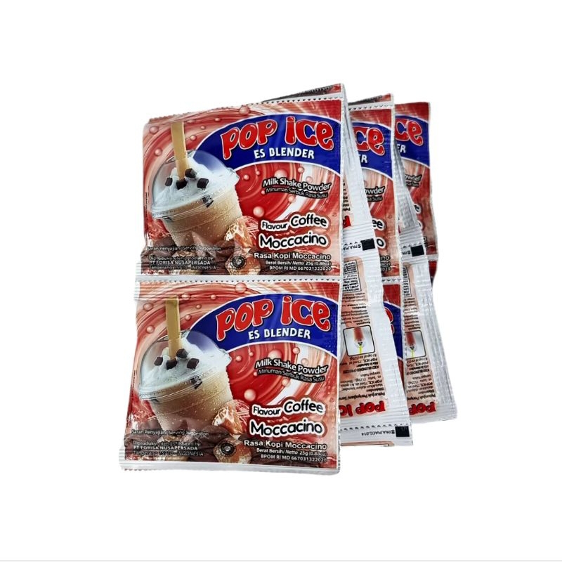 

Pop Ice Milk Shake Powder - Rasa Coffee Moccacino (1 renceng/10 sachet)