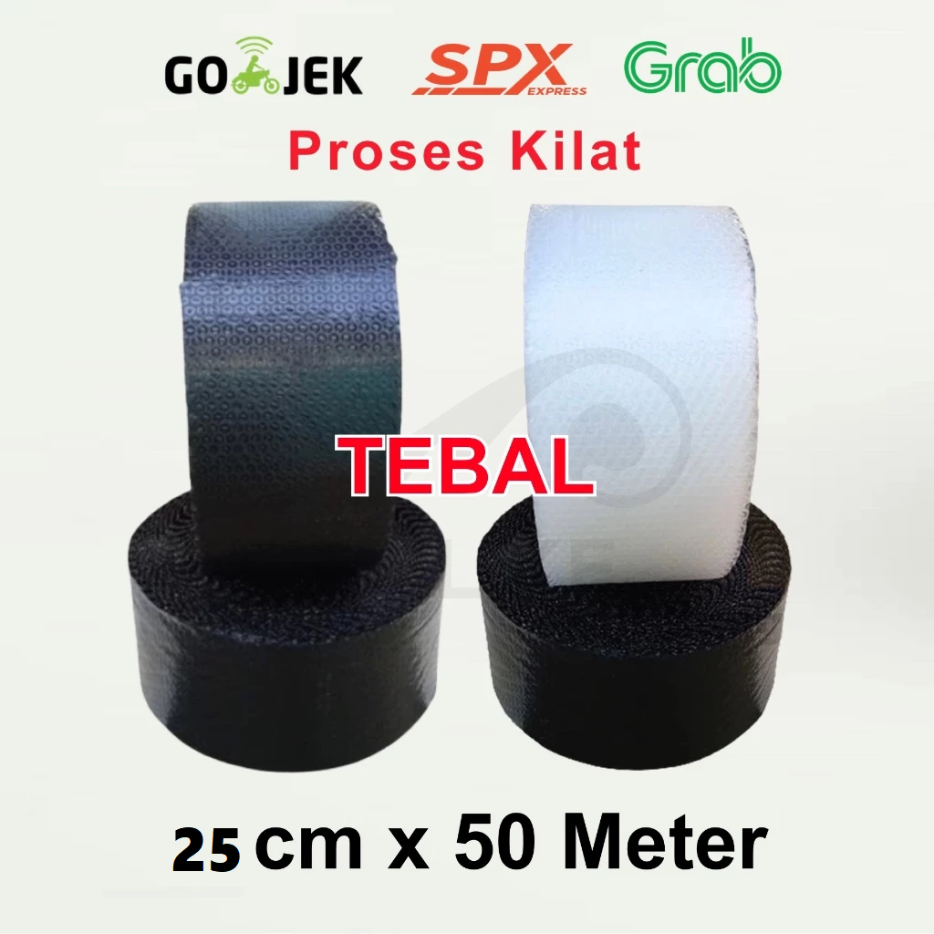 

Bubble Wrap HITAM / PUTIH 25cm x 50meter STANDART PACKING