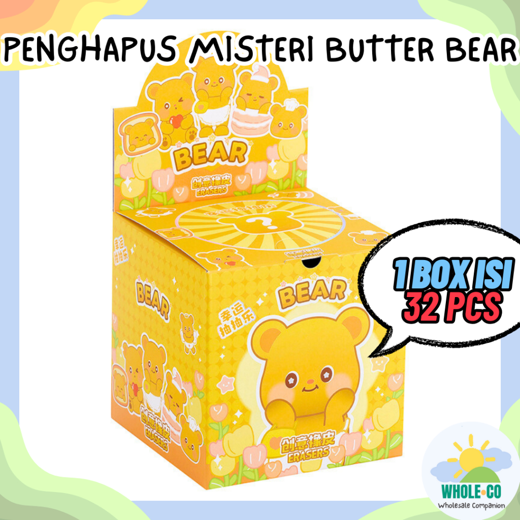 

(1 Box Isi 32 Pcs) Penghapus Misteri Butter Bear Premium Beruang Kuning Madu Roti Blind Box Lucu Unik Imut Termurah Grosir Cod