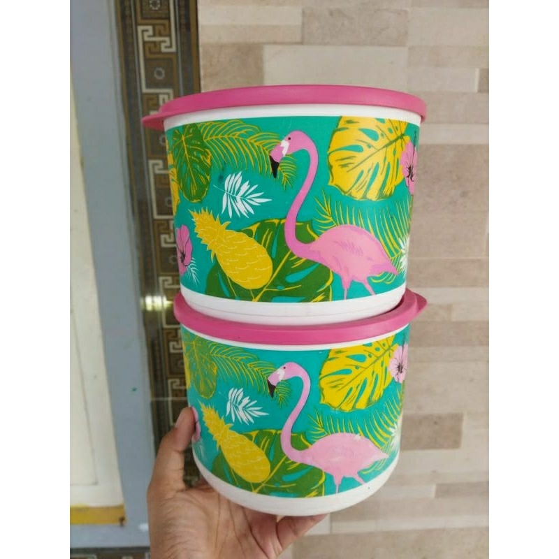 toples flamingo toples snack besar 2 liter Tupperware second preloved