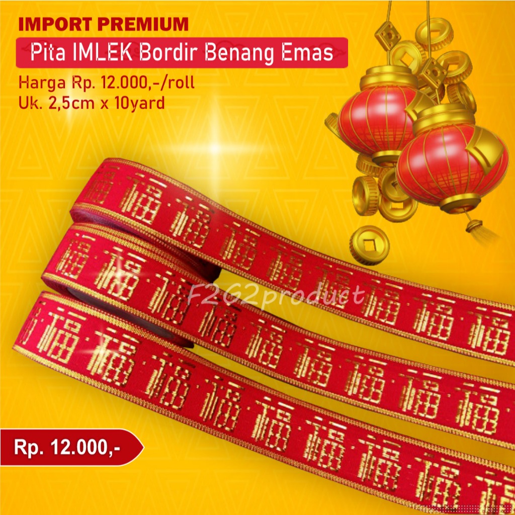 

Pita IMLEK (1roll) chinesse new year PREMIUM IMPORT benang emas