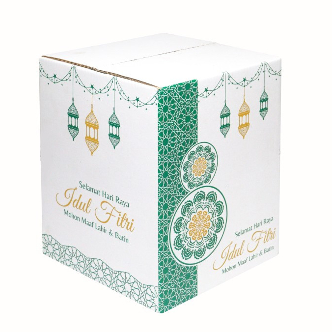 

5 Pcs Kardus Bingkisan Parcel Lebaran 25x25x33cm Box Hampers Sembako Eid Fitri Hijau