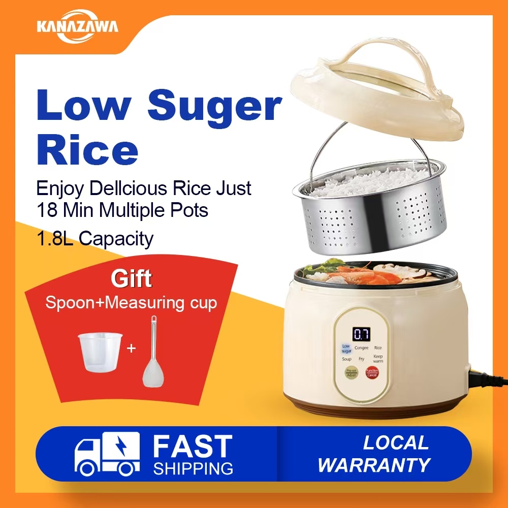 KANAZAWA Penanak Nasi Low Sugar 1.8L Rice Cooker Mini Pintar Rendah Gula Anti Lengket BPA Free Mudah