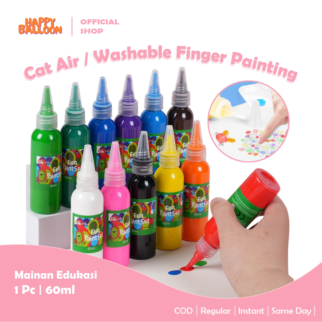 

HappyBalloon [ Mainan Edukasi ] Cat Air Anak 60ml Import Washable Finger Painting