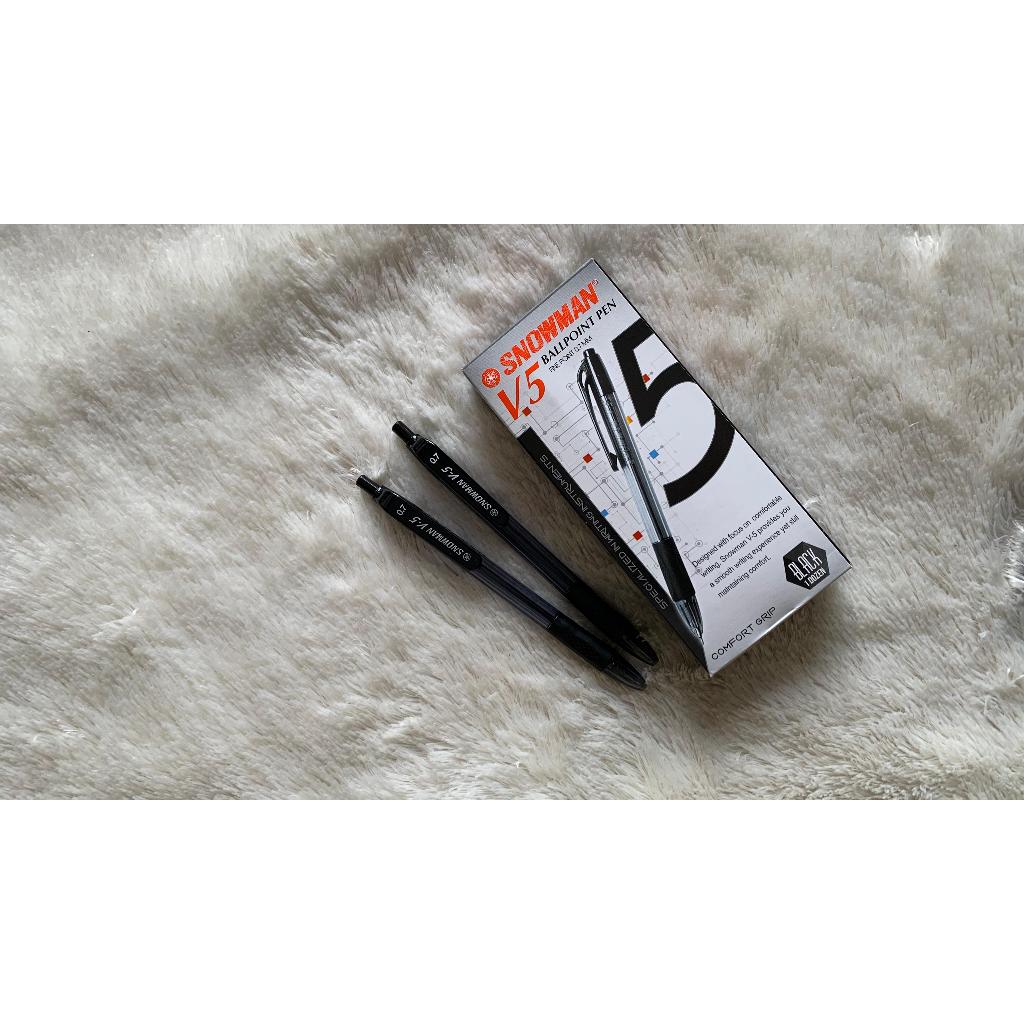 

Ballpoint Snowman V5 /V 5 1 Pak isi 12 Pcs dan satuan Pena Bolpen Hitam Stationery
