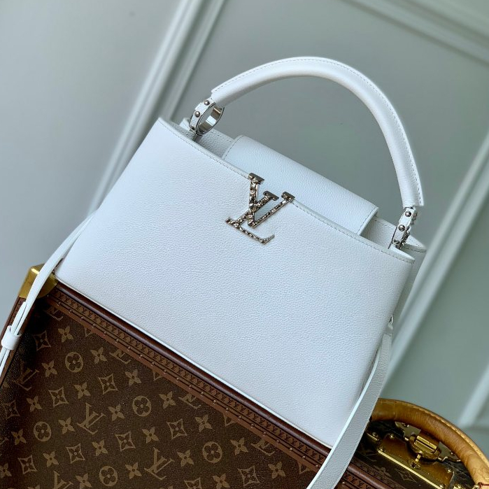 Louis Vuitton Capucines East West Medium Shoulder Bag LV Crush Collection Putih