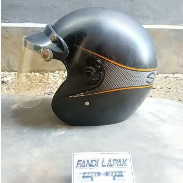 helm Honda Scoopy pilot SNI original warna hitam Bogo kaca datar